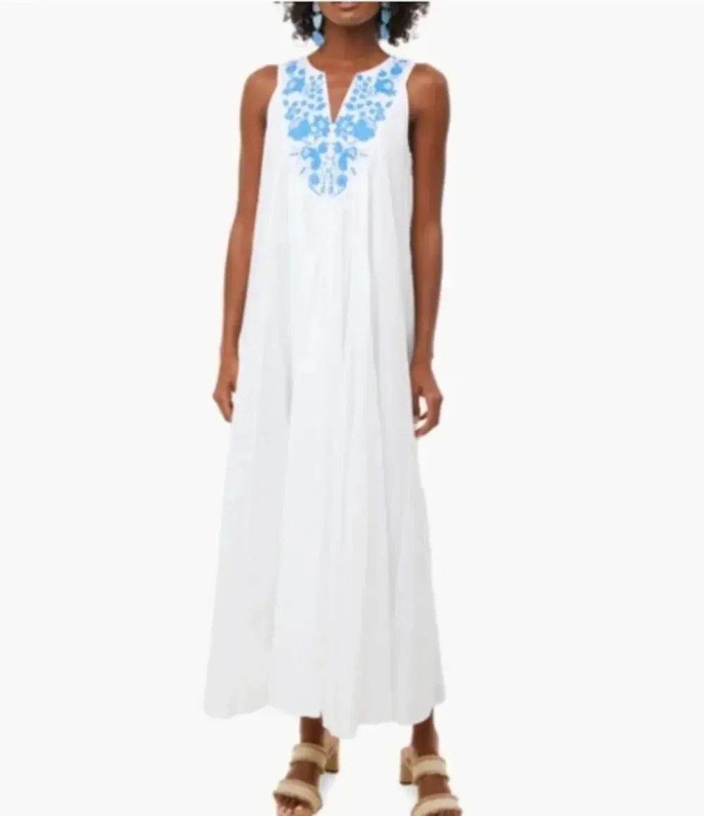Tuckernuck White Cyprus Maxi Dress Large Floral Embroidered NWT Summer Vacation - Picture 2 of 10